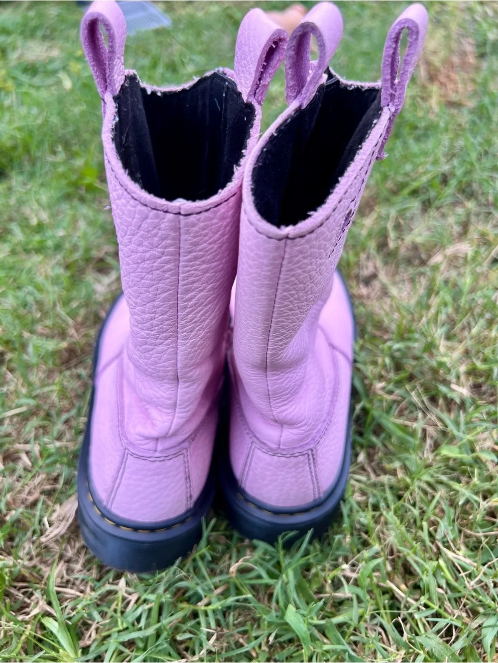 Dr Doc Martens Bex Heart Pink pull on Chunky Cowgirl Boots Sz 2 Girls